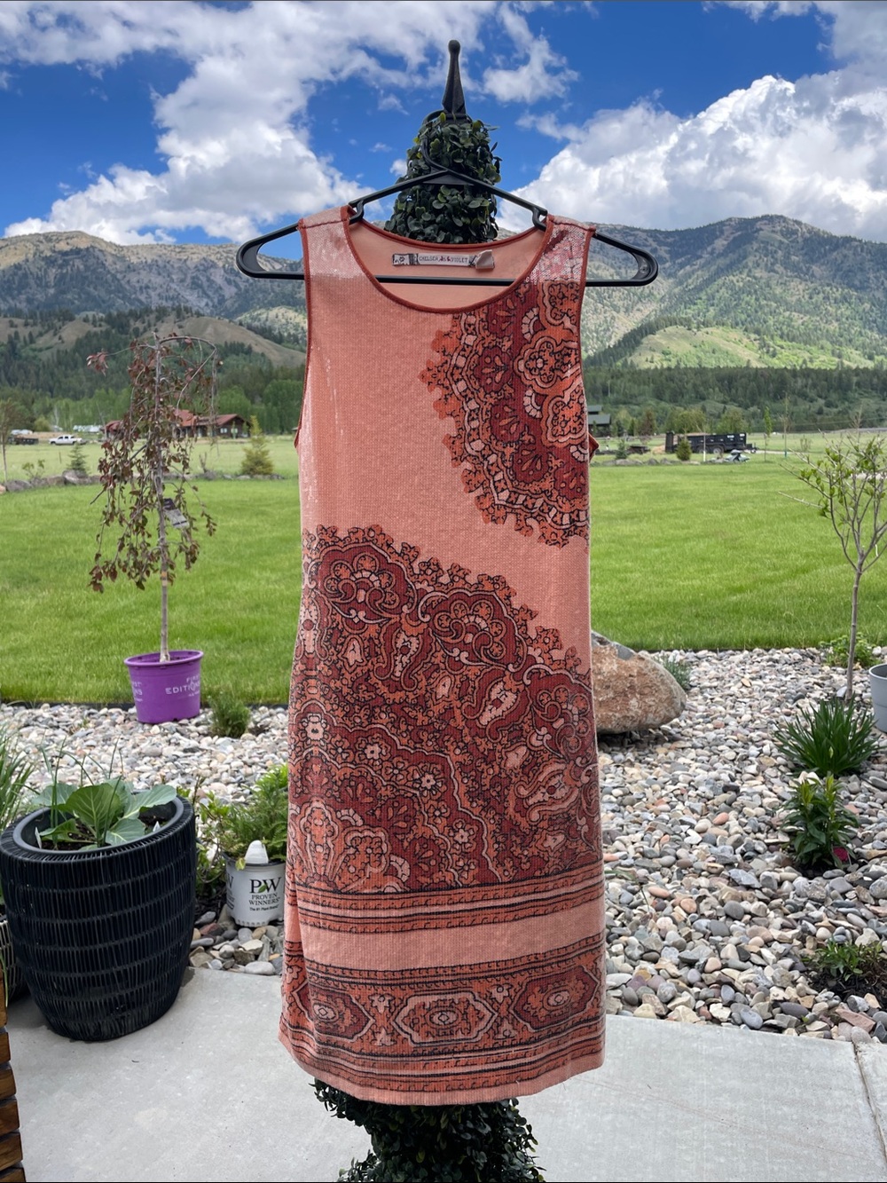 Chelsea & Violet Sleeveless Paisley Shift Dress - Coral Pink